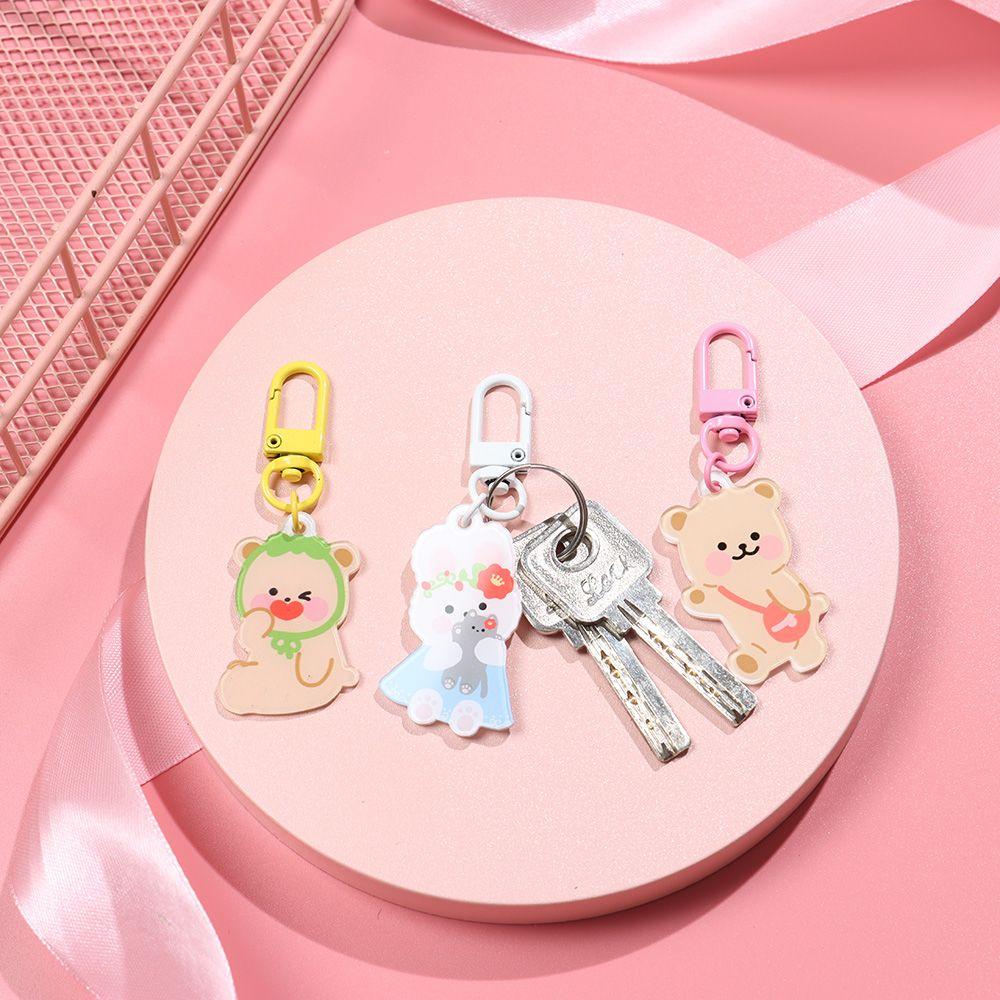 Fashion Jewelry Acrylic Phone Chain Bag Pendant Rabbit Cat Bear Keyring Keychains