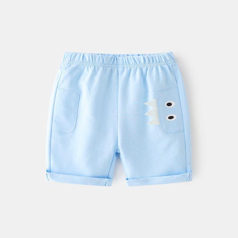 Kids Summer Shorts Boys' Middle Pants Cartoon Teeth Eye Beads Fifth Pants K-style Boys' Low Waist Pure Color Pants