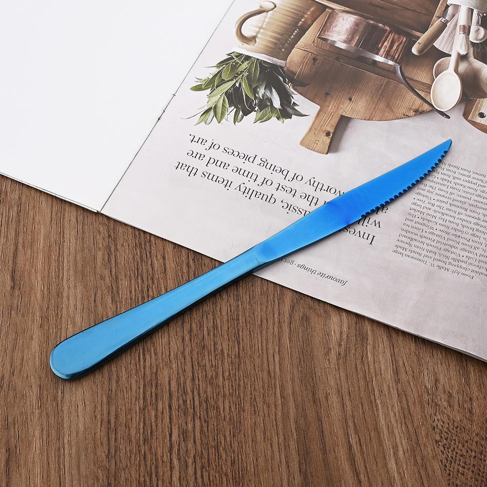 10Pcs Table Steak Knife 18/10 Stainless Steel Black Sharp Meat Fish Knife Western Cutlery Dinnerware Mirror Polished Serrated Butter Knife