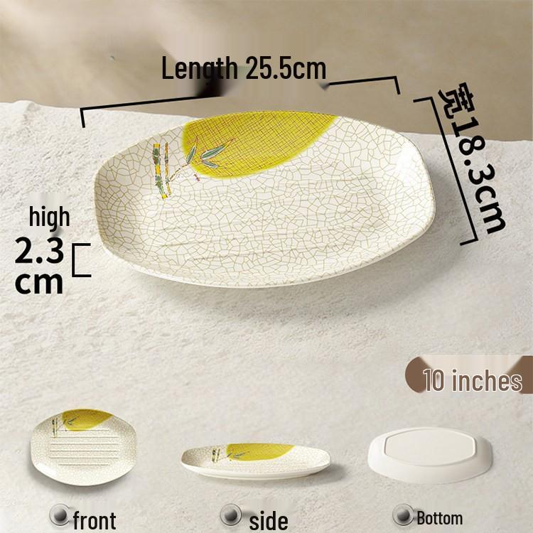 Melamine Rectangular Porcelain-Style Plate for Hot Pot & Side Dishes