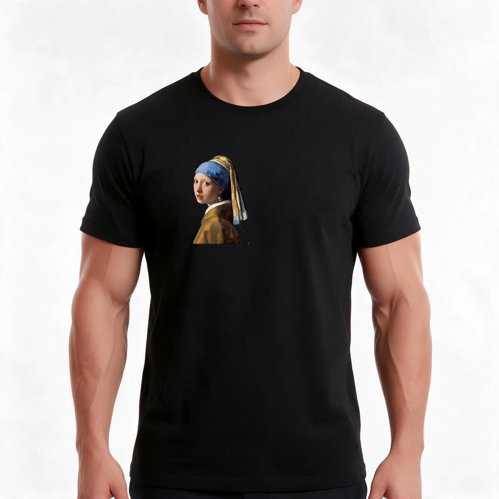Girl With A Pearl Earring Tshirt Summer Casual Cotton Tee Oversized Streetwear Tops Vintage Graphic Print Unisex Unisex Unisex
