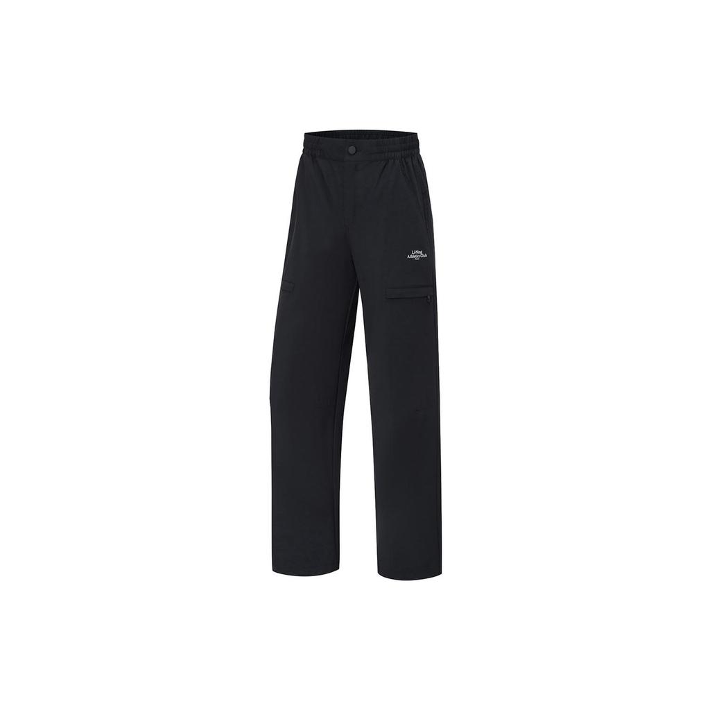 Li Ning Fitness Series Solid Color Mid Waist Straight Leg Woven Sports Pants Women Pants Black AYKU602-5