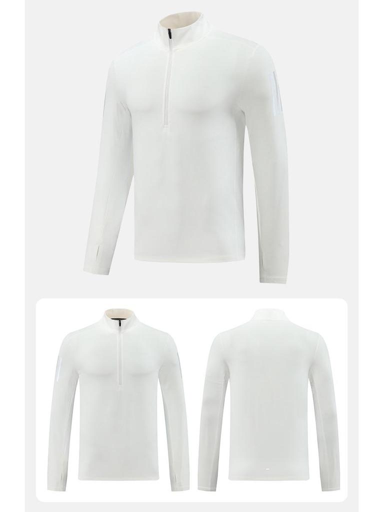 Men's Quick-Dry Long Sleeve Half-Zip Stand Collar Running T-Shirt - Breathable Autumn/Winter Base Layer