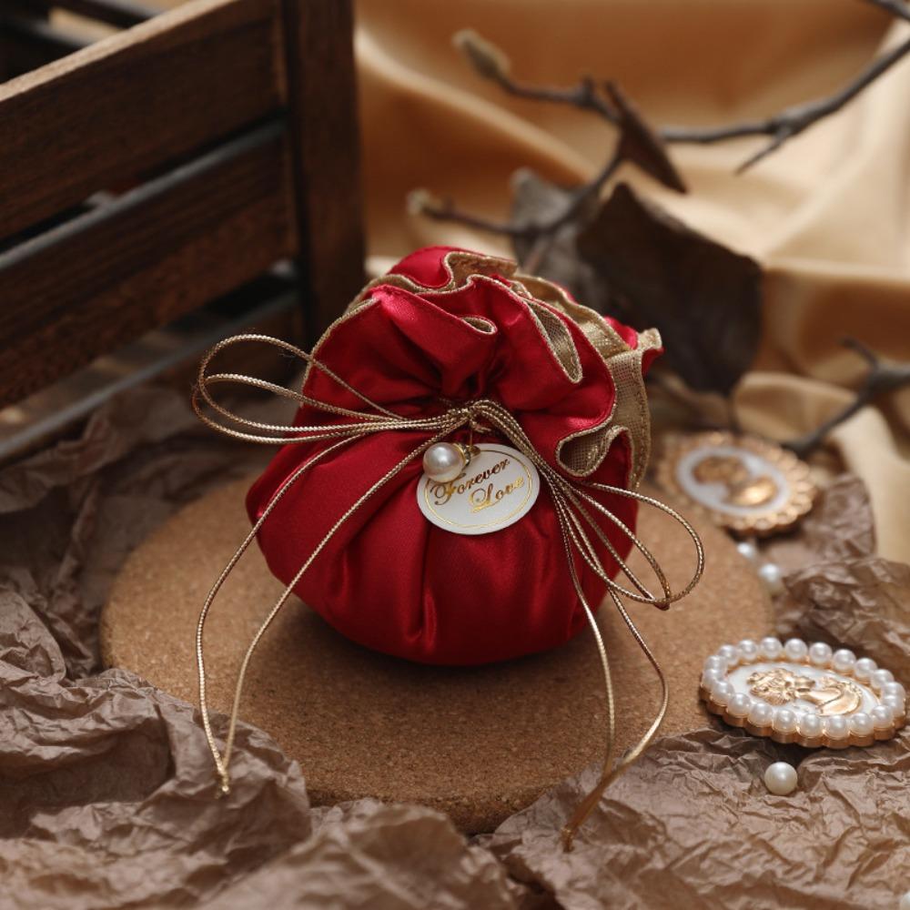 4Pcs Portable Candy Packaging Bags Exquisite Velvet Storage Bag Reusable Drawstring Bag  Party Decor