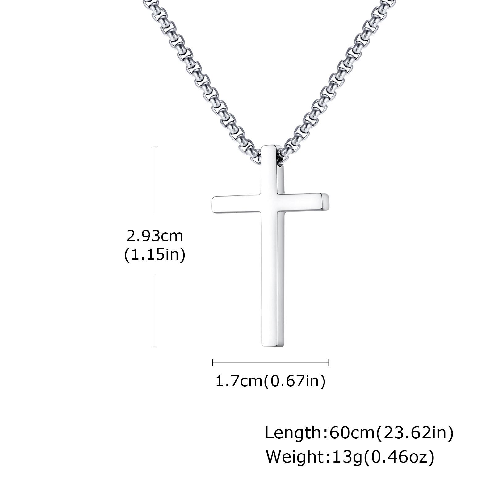 Stylish Men s Cross Necklace,Stainless Steel Silver Color Cross Pendant Necklace,Christian Religious Faith Easter Jewelry Gift 50cm