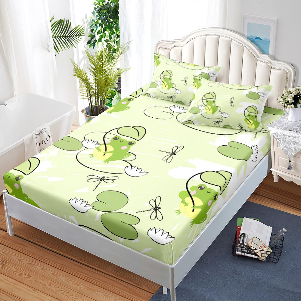 Three-Piece Mattress, Mattress Cover, Cartoon Frog Dust Mattress Protective Cover