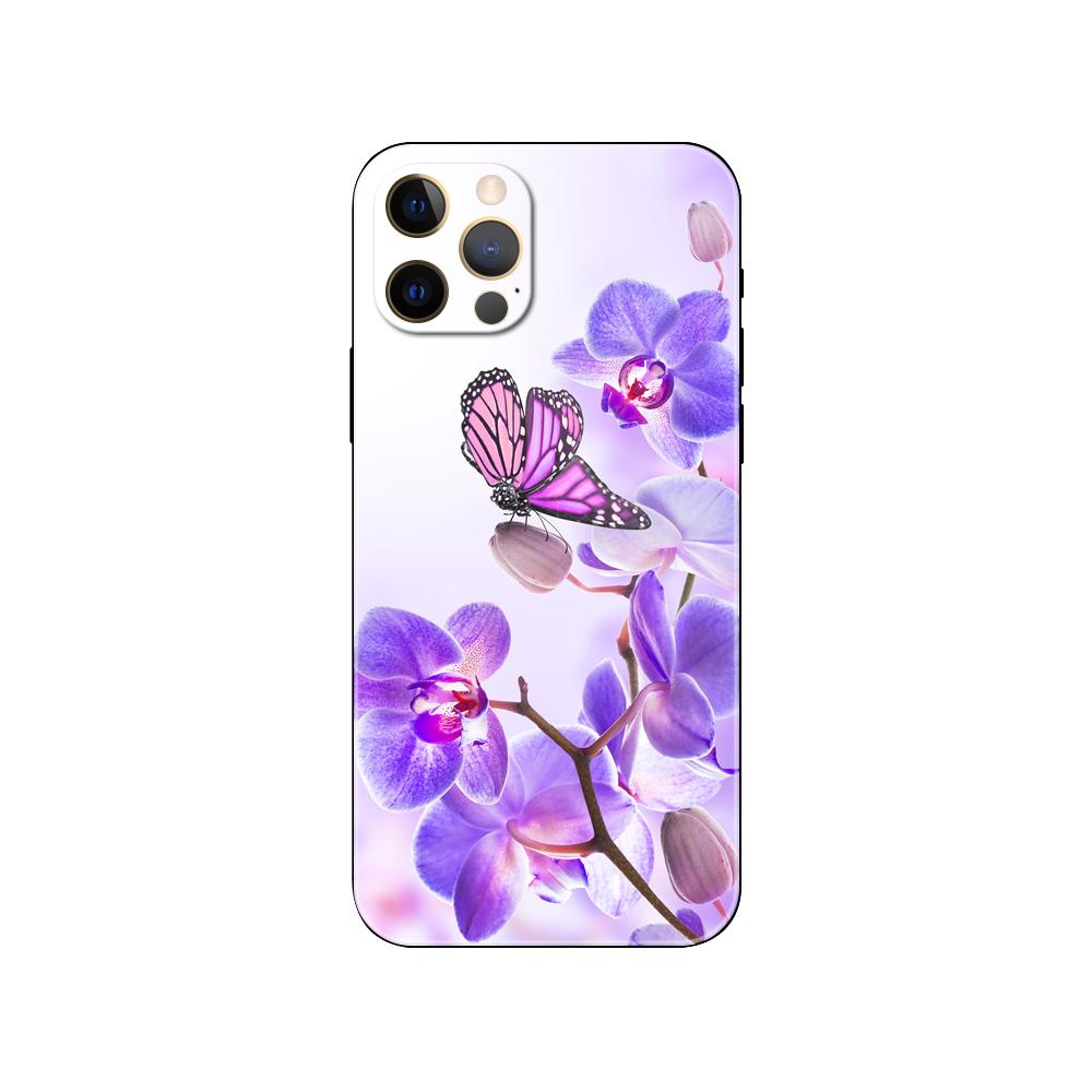 Orchid Flowers Colorful Phone Case for Iphone 5 5s 2020se 6 6s 7 8 Plus X 10 XR XS 11 12 13 Mini Pro MAX Black Tpu Back Cover