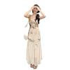 Summer light luxury suspender dress women's spring waist and thin belly and hip long dress design sense national style floral skirt