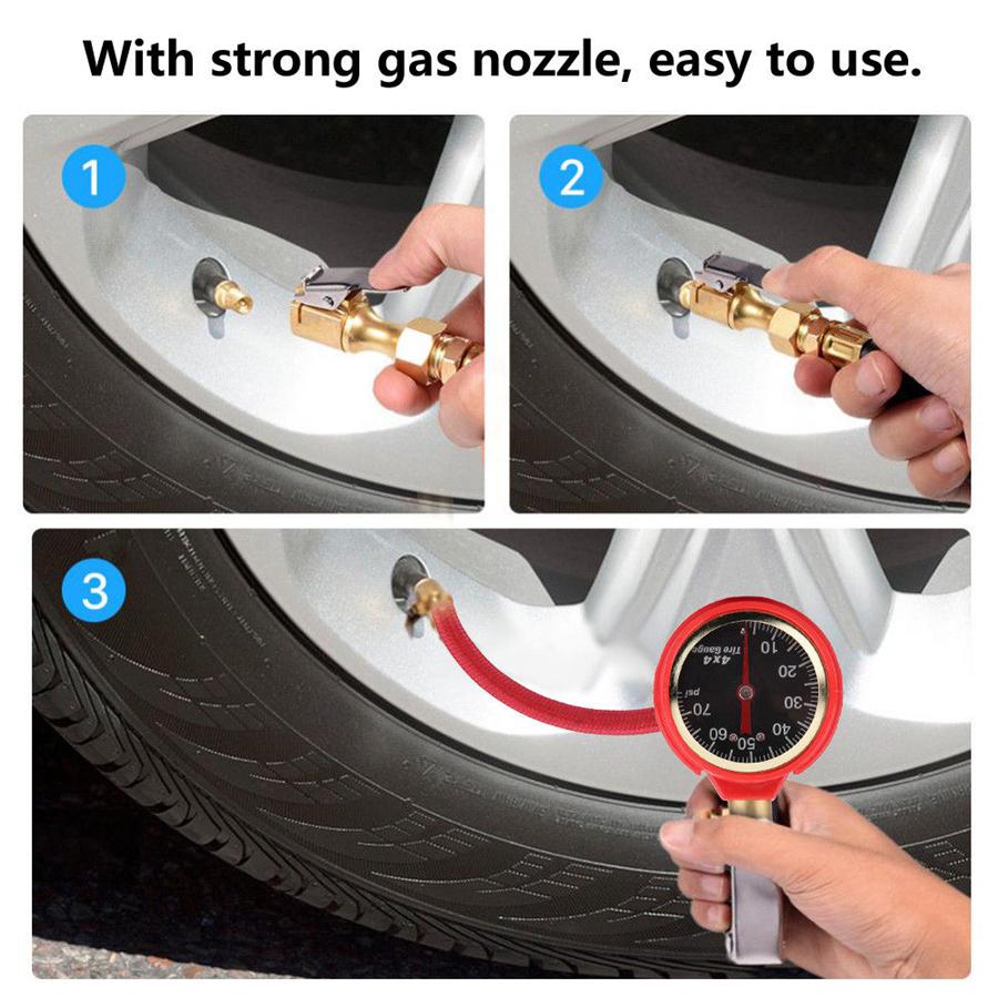 0-75PSI Tyre Deflator Rapid Tire Air Pressure Gauge Pointer Type Dial Valve Tool