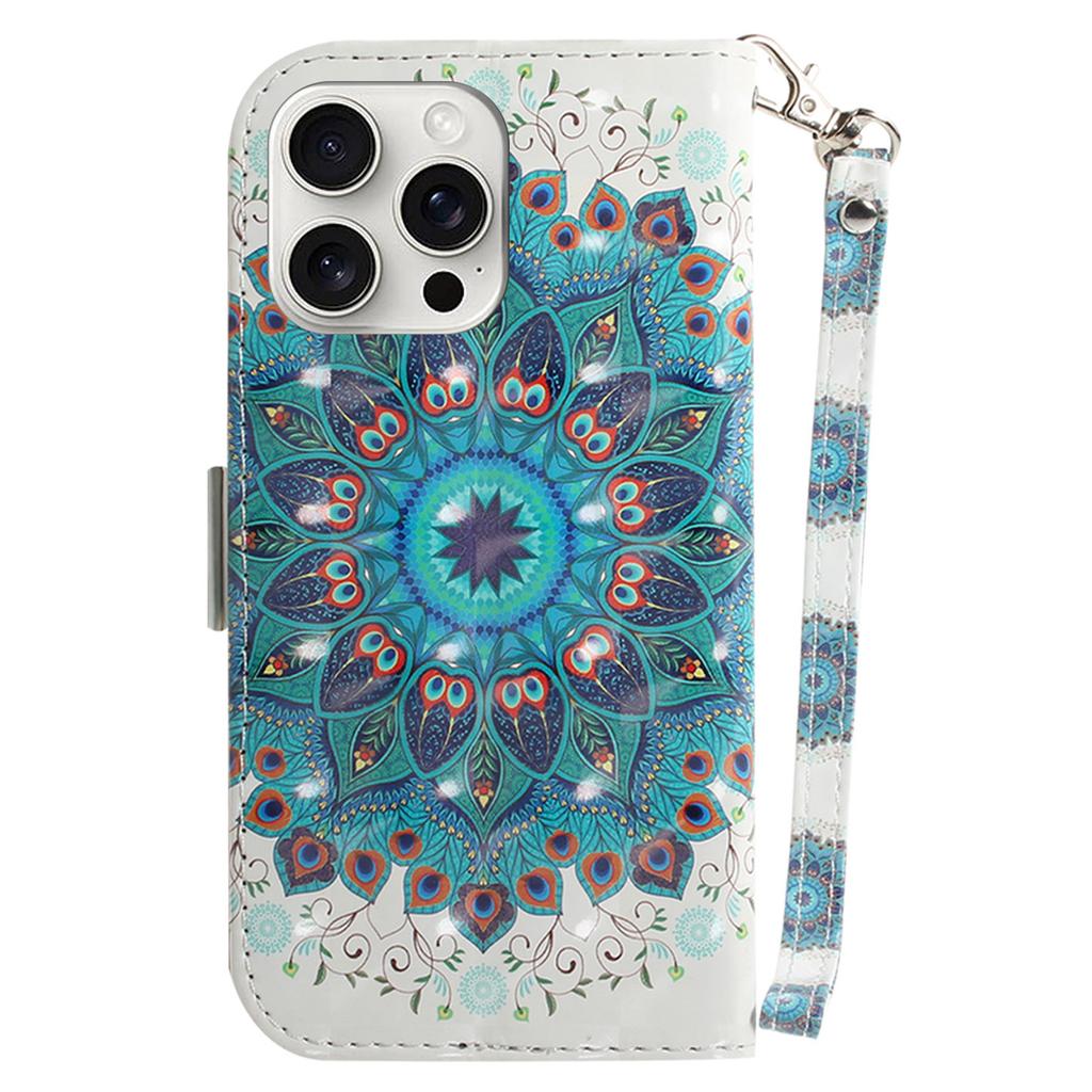 For iPhone 16 Pro Wallet Case 3D Pattern Print Leather Phone Cover