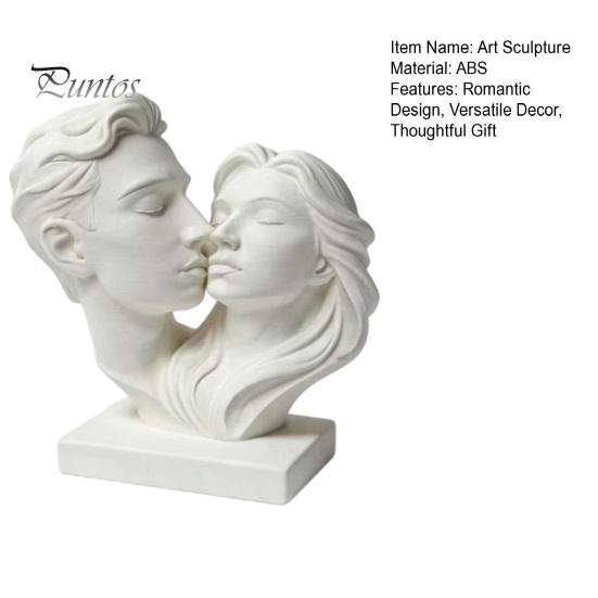 Romantic Art Sculpture 3D Printed Couple Hugging Kissing Statue, Modern Minimalist Anniversary Gift for Couples Desk Shelf, Home Decor Ornament,