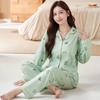 Women's Pajamas Spring and Autumn Imitation Cotton Long-sleeved Autumn New Large-size Cardigan Set Mother Loungewear