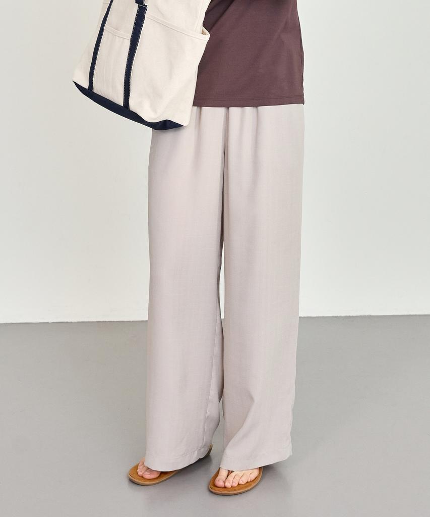 BASIC HOUSE Women'S Breathable Elastic Waist Wide Pants Dark Beige