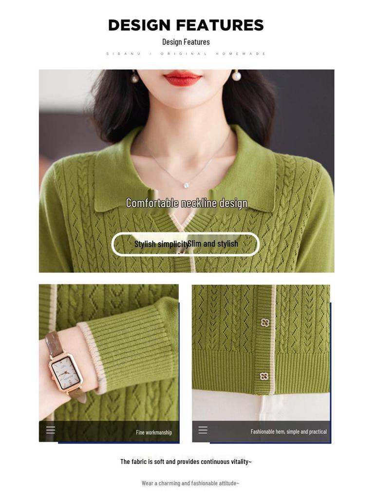 2025 Slim-Fit Cashmere Cardigan: Turn-Down Collar, Single-Breasted Jacquard Knitwear - Fashionable & Versatile Top