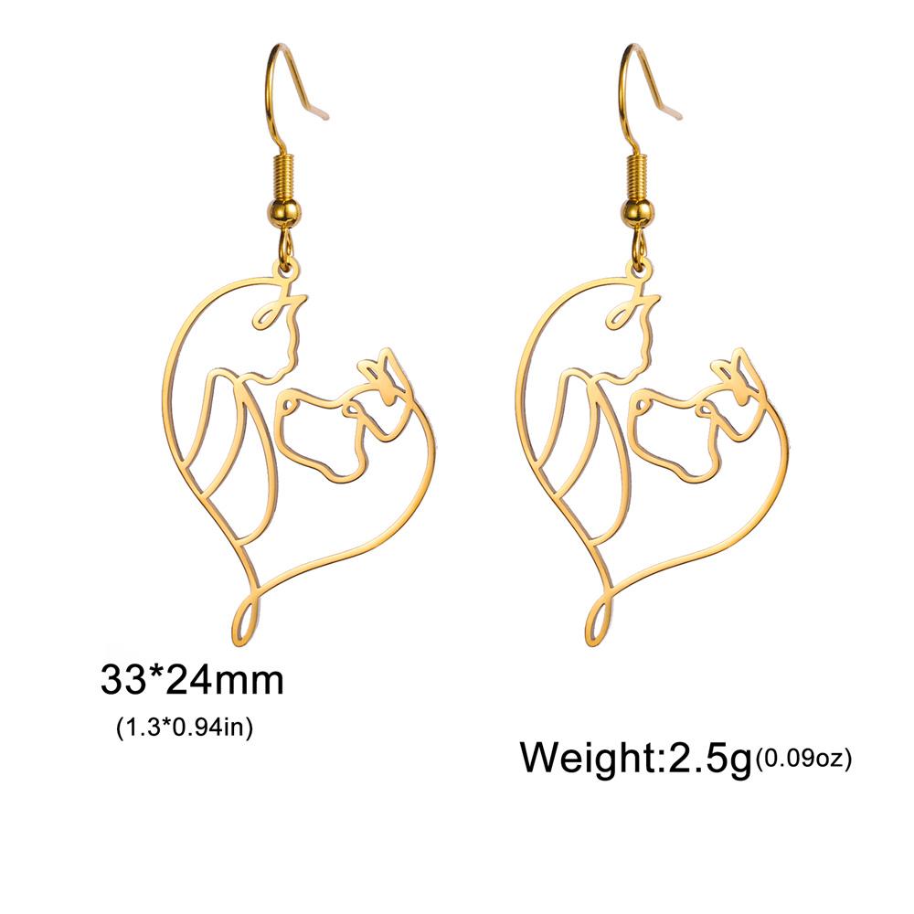 My Shape Cute Cat and Dog Dangle Earrings for Women Girls Stainless Steel Lovely Kitten Animal Drop Earring Fashion Jewelry Gift