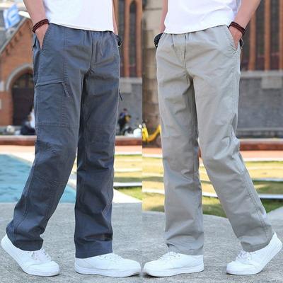 Pantaloni dritti casual estivi da uomo, di grandi dimensioni, adatti per lavoro e sport.