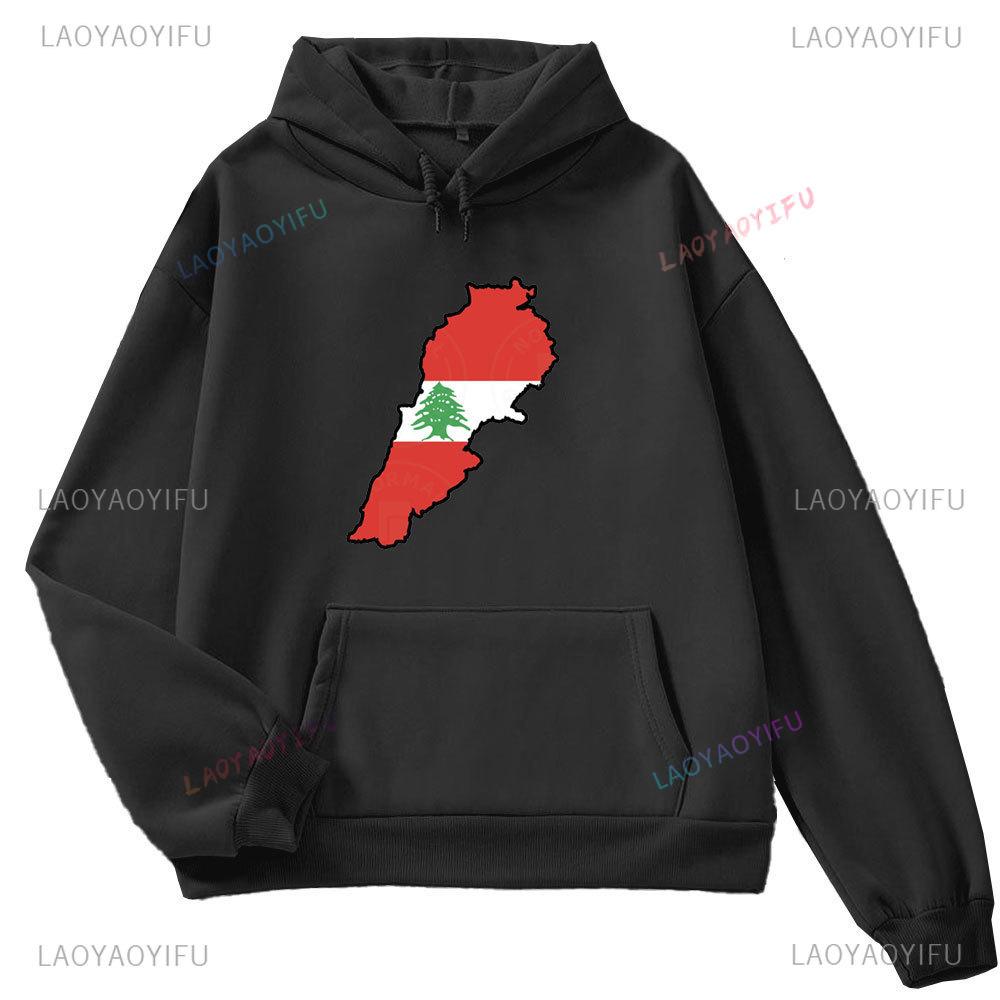 This Is Not My Dna Lebanon Flag Map Men's Long Sleeve Hoodie Autumn/Winter 2024 Lebanon Map Graphic Print Autumn Sweatshirt