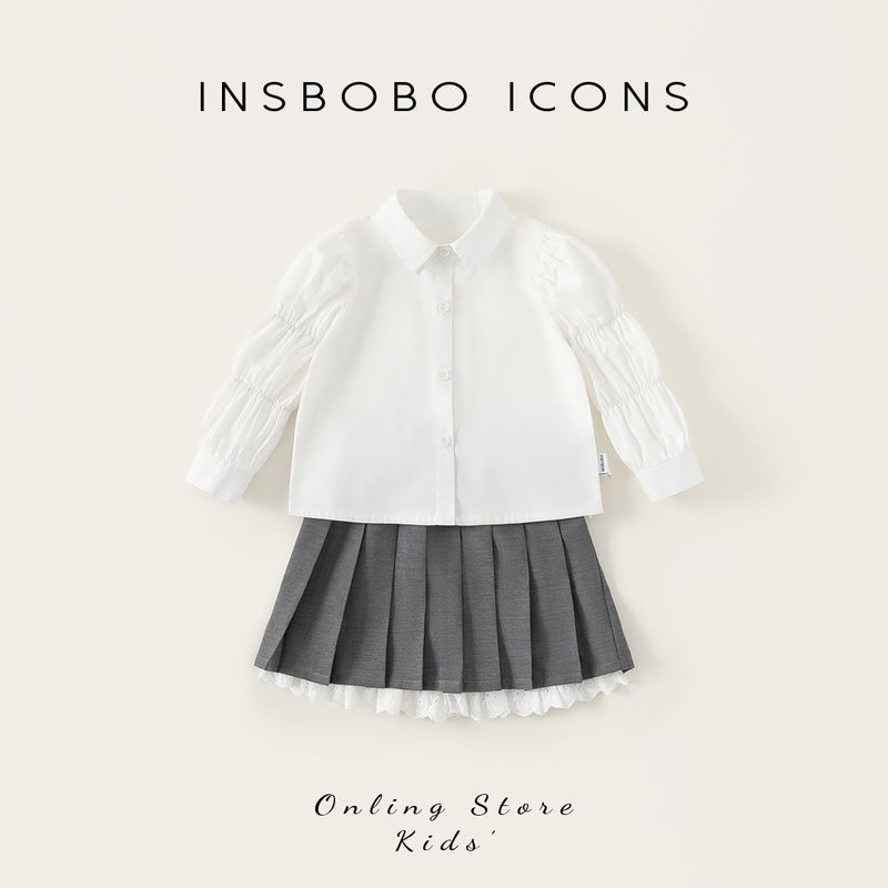 Insbobo Girls Spring Clothing 2026 New Baby Girl Outfit Spring Children s Suit Dress Stylish Baby Children s Clothing Trendy White 80