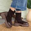 Vintage Britse Stijl Laarzen voor Dames Zomer Nieuw Warm Veelzijdig Dikke Zool Blokhak Korte Laarzen Stretch Slanke Laarzen Comfortabel Zachte Zool Antislip