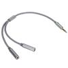 Hodetelefonforlengelseskabel 4-polet Gullbelagt Hann til To Hunn Hodetelefon Y-kabel for Bærbar PC Telefon Datamaskin