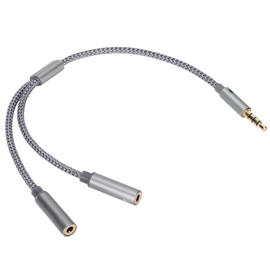 Hodetelefonforlengelseskabel 4-polet Gullbelagt Hann til To Hunn Hodetelefon Y-kabel for Bærbar PC Telefon Datamaskin
