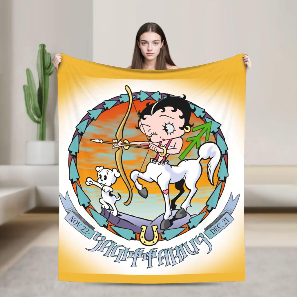 Warm Blanket Airplane Travel B-Bettys Boops Bedding Throws  Flannel Bedspread For Home Decor Graphic Sofa Bed Cover