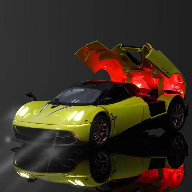 Pagani Huayra Dinastia Supercar Simulation Druckguss- und Spielzeugfahrzeuge Geräusche und Licht Rückziehauto 1:32 Legierungskollektionsmodell