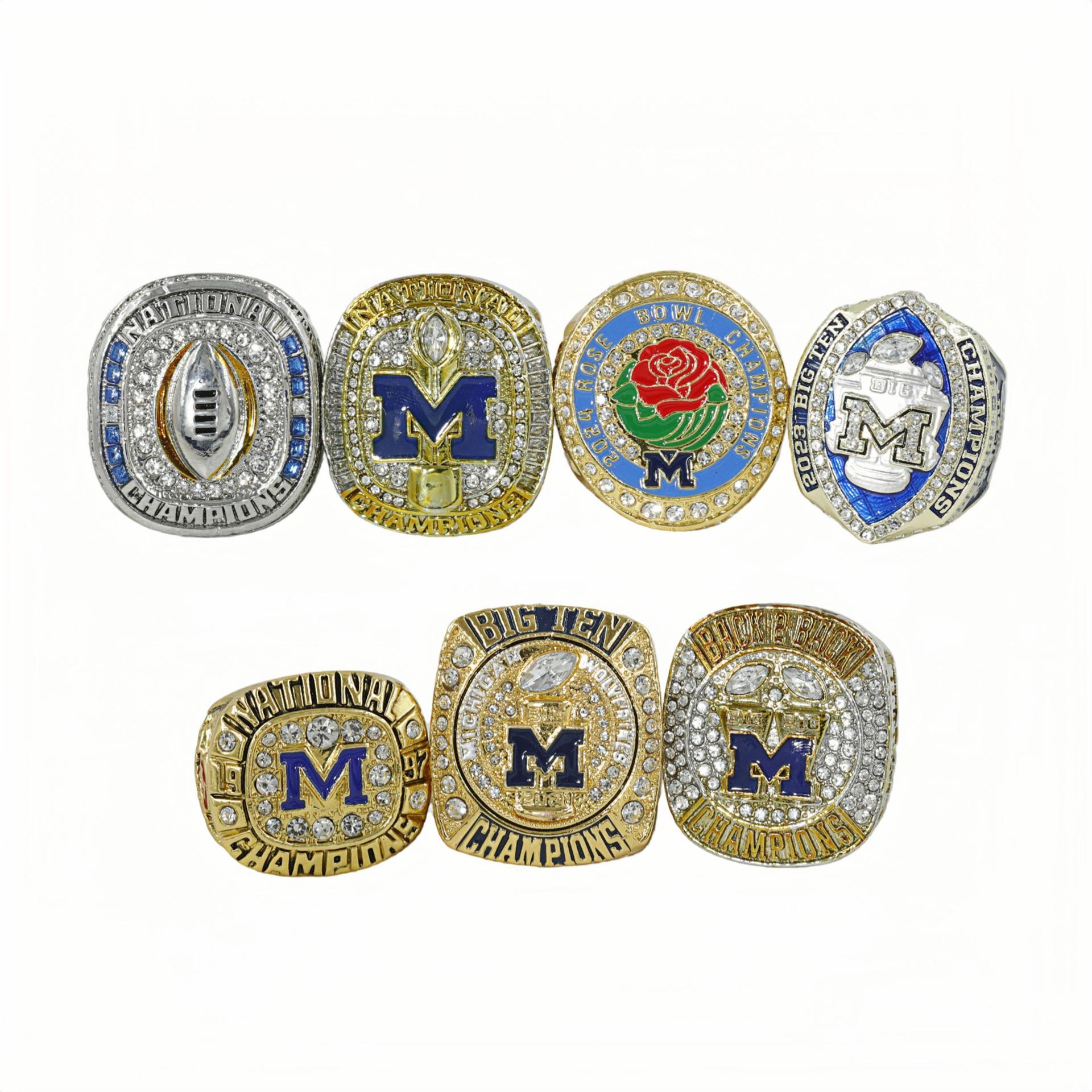 University of Michigan Wolverines Football Championship Rings Set (1997-2024) - 7 Pieces Size 11
