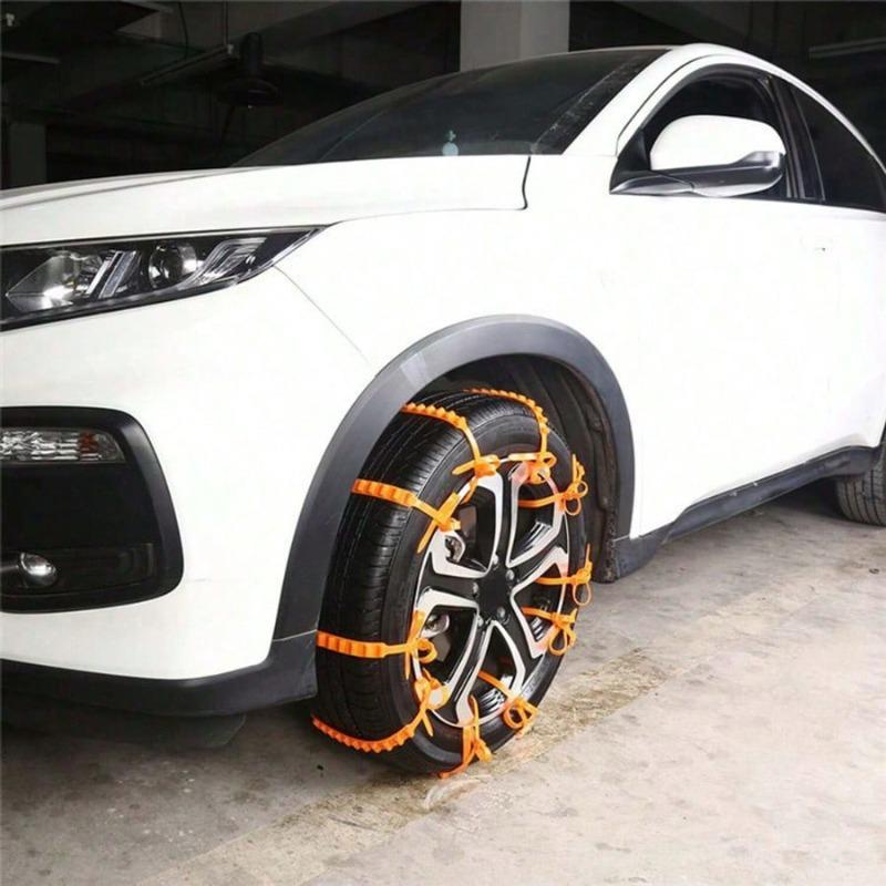 10pcs/Set Car Snow Anti-Skid Chains, Universal For Sedan, Hatchback, SUV, Van, Pickup, Snow Traction Straps