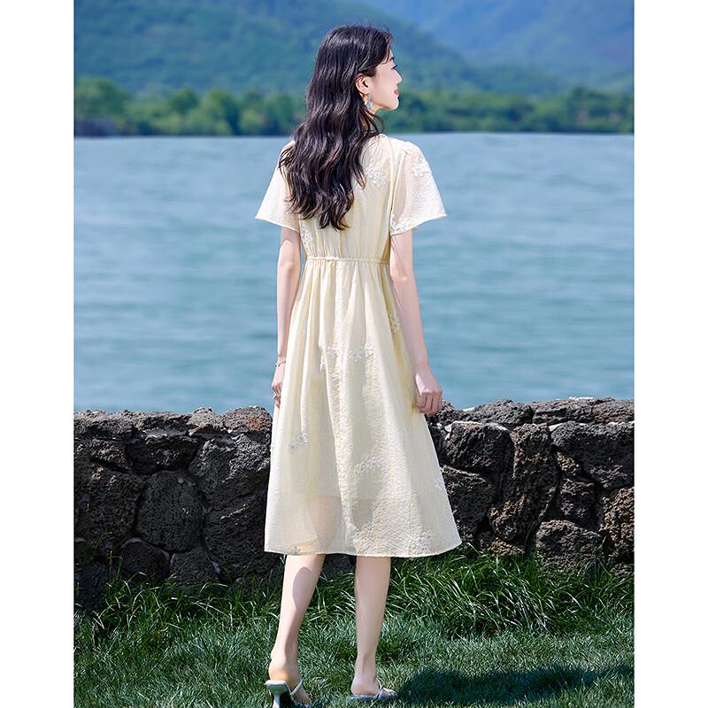 Elegant A-Line Short-Sleeve Mid-Length Dress