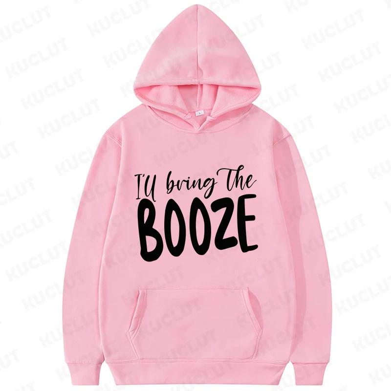 Funny Team Bride Hoodies Clothes I'll Bring The Chaos Booze Loose Pullover Hooded Sweatshirt Girls Bachelorette Party Sportwear