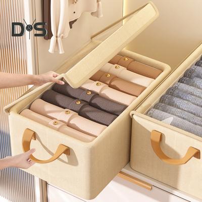 Clothes Storage Basket with Reinforced Handle Large Capacity Stackable Storage Bin with Lid Clothing Organizer