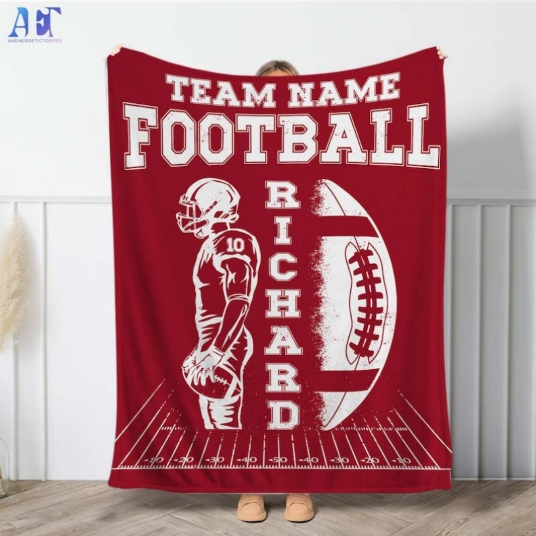

Football Match Custom Name Flannel Blanket Rugby Game 3D Printed Soft Blanket For Team Match Blankets Team Name For Girls Boys 75x100cm