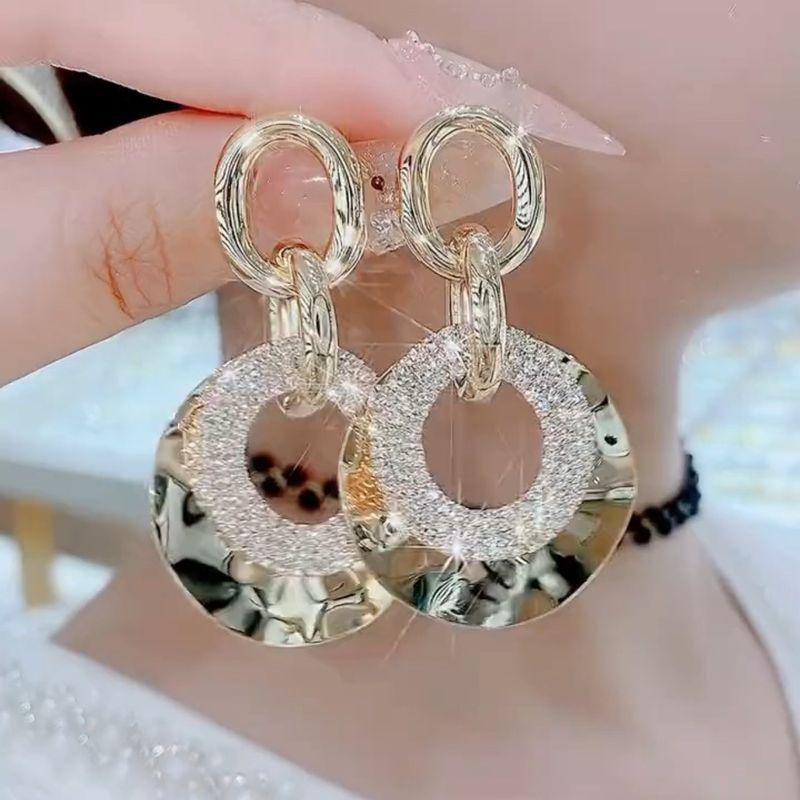 Diamond Hoop Earrings from Europe and America, 2026 New Trendy Style, Popular Influencer Metal Earrings with Silver Needles, Unique Ear Accessories