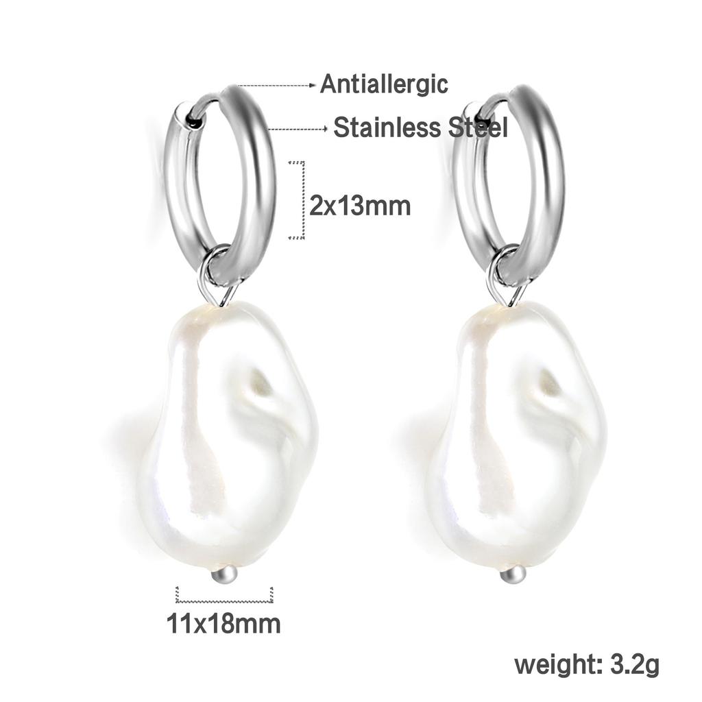 Elegant Baroque White Pearl Earrings Fashionable High-End Pearl Jewelry
