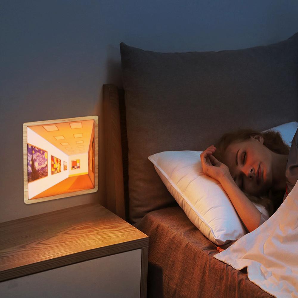 Naked Eye 3D Visual Night Light Wall Lamp Optical Art Atmosphere Wall Lamp 3 Colors Wall-Mounted Painting Light