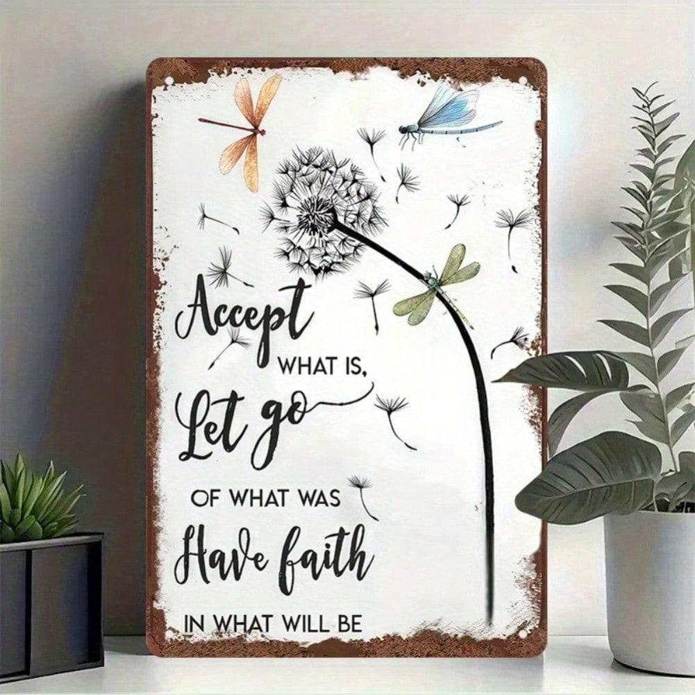 Dandelion Tin Sign 8x12 Inch Motivational Quote Metal Wall Art Rustic Home Decor