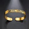 Customized 2 Names Heart Wrist Bracelet Gold Color Stainless Steel Personalized For Women Adjustable Opening Cuff Bangles JewelryTrendy Wrist Bracelet