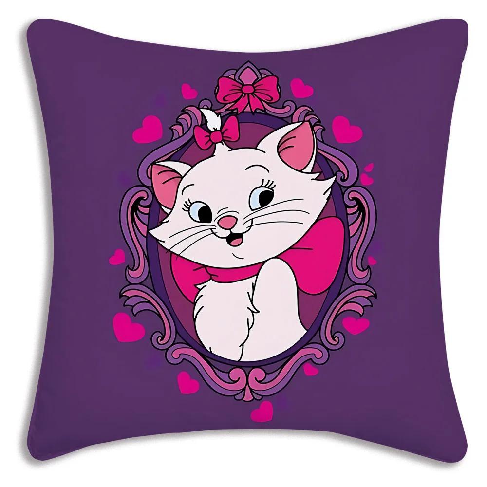 Cute Mary Cat Disneys Pillow Covers Cartoon Sofa Decorative Home Double-sided Printing Short Plush Cute Cushion Cover