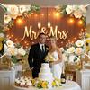 Mr & Mrs Wedding Backdrop Banner Party Decorations Engaged Banner Photo Booth Props Wedding Shower Party Decoration for Reception Bridal Shower