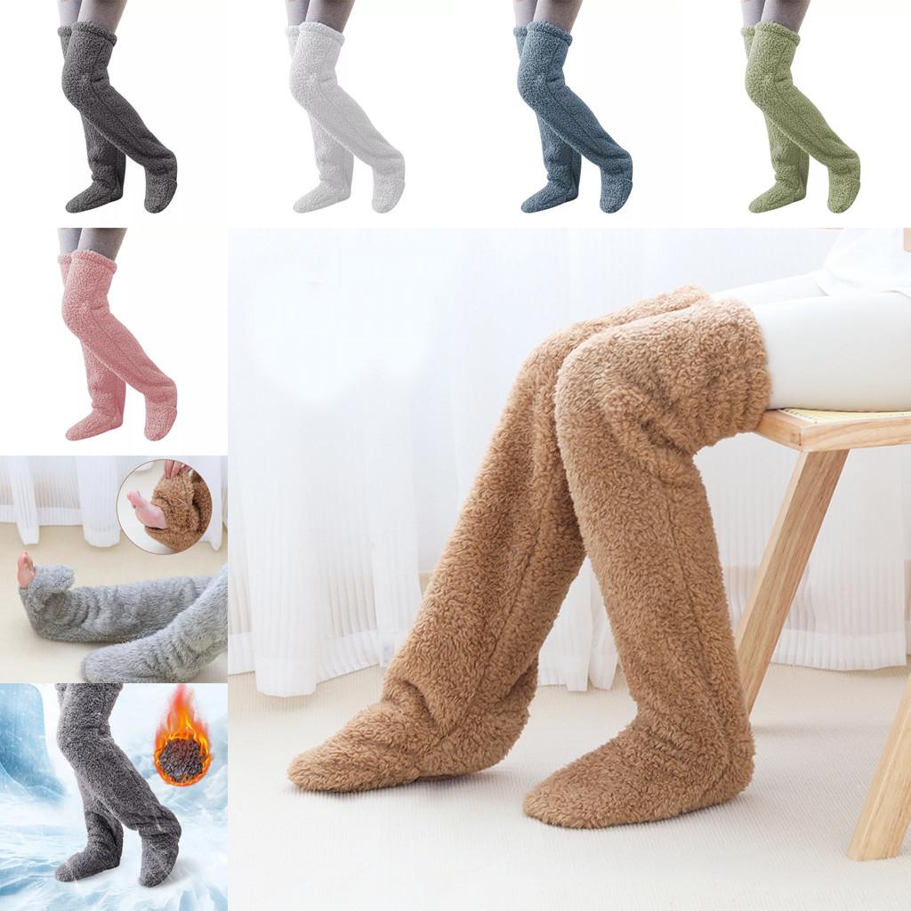 High Sock Knee Slipper Plush Cozy Fuzzy Socks Women Warm Soft Fluffy Thick Gift