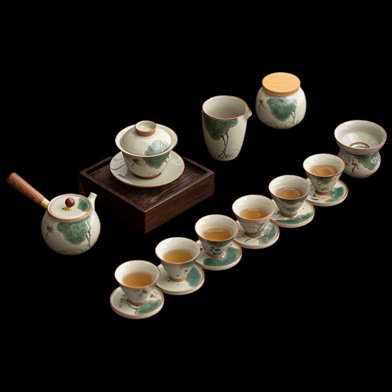 Ge Kiln Hand-painted Ceramic Kung Fu Tea Set