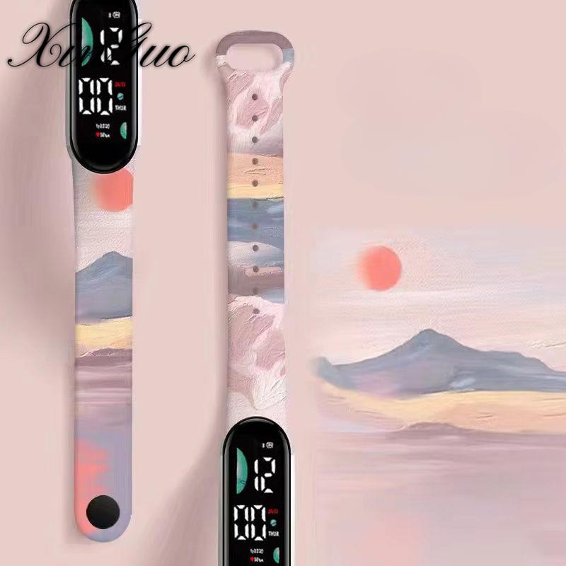 New Cartoon Electronic Watch Elementary School Students Cute Children Cartoon Printing LED Sports Watch