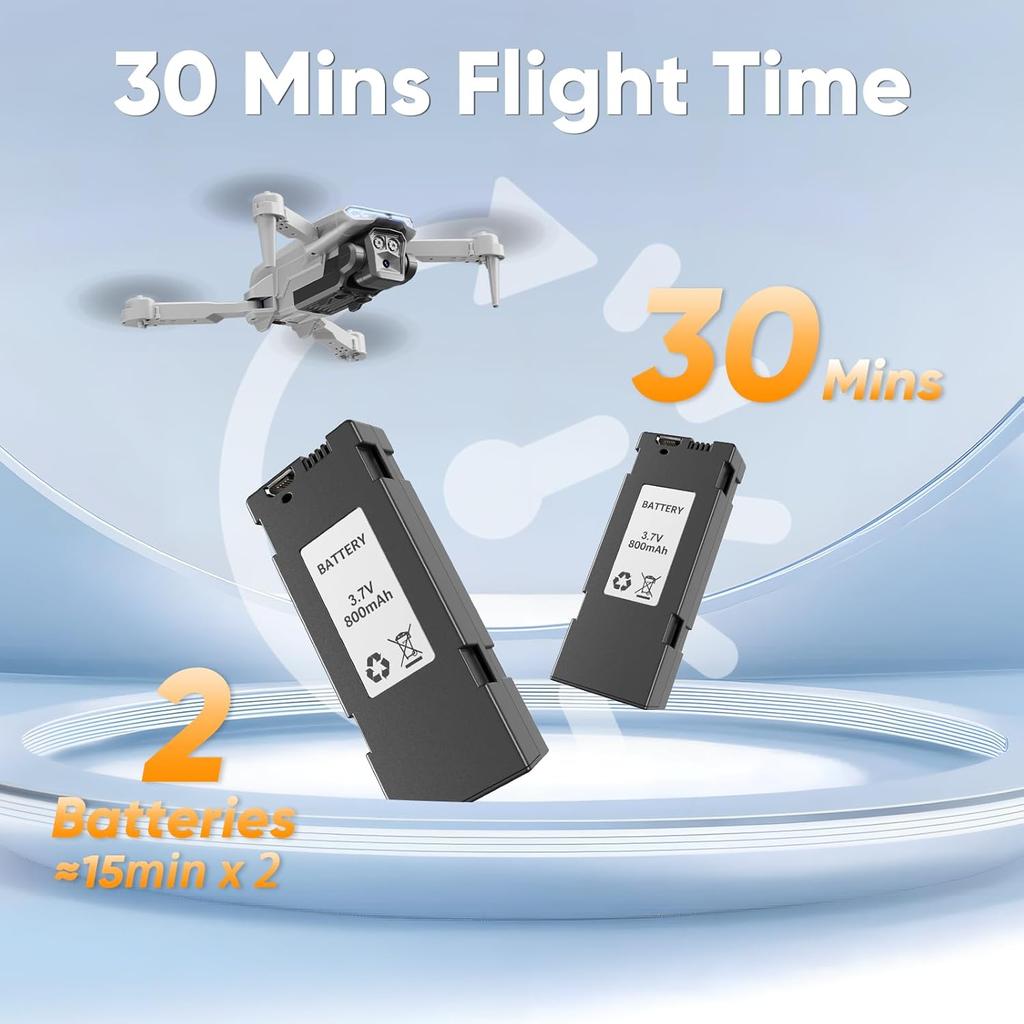 1080P HD Foldable Drone with Camera for Adults & Kids, RC Quadcopter with One-Key Takeoff/Landing, Altitude Hold, Waypoint Flight, 360° Flip, 2