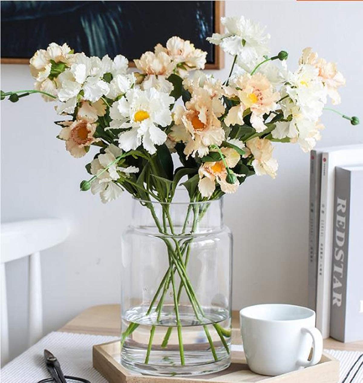 

Large transparent glass flower glass glass water flower artificial interior medium vase, vase, base, bottle, arrangement, interior, culture,