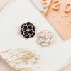 Women Camellia Enamel Pearl Rose Flower Brooch Coat Brooch Alloy