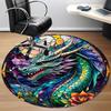 1pc Dragon StainedGlass Office Round Area Rug, Under Office Chairs Bedroom Living Room Home Decor, Room Deco