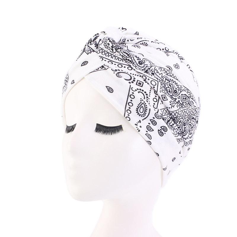 New Flower Print Knot Turban Hat Bandana Cancer Chemo Beanies Headwrap Caps Bonnet Elastic Hair Headband Inner hijabs turbante