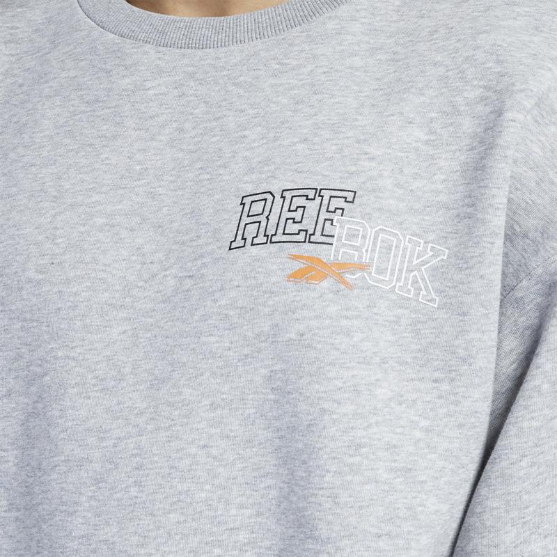 Reebok Letter Print Crew Neck Long Sleeve Casual Sports Pullover Sweatshirt Unisex sweatshirt Gray HF2759-