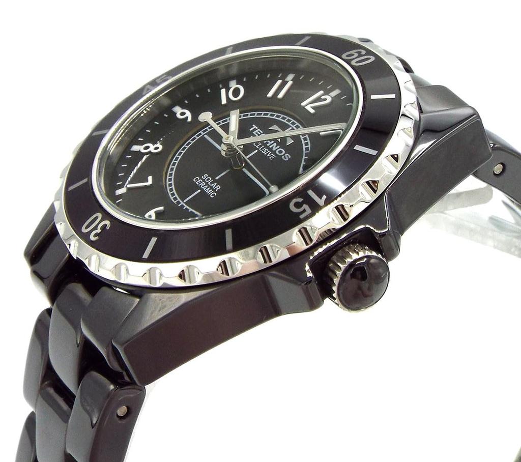TECHNOS SOLAR WATCH Technos Solar Ceramic TAE9002ATB Light-Powered Men's Watch, Black